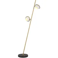 Casa Padrino Luxus Stehleuchte Antik Messing / Weiß / Schwarz Ø 26 x H. 150 cm - Schwenkbare Stehleuchte mit Marmorsockel - Luxus Stehleuchten - Luxus Leuchten - Luxus Möbel - Luxus Einrichtung