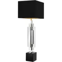 Casa Padrino Luxus Tischleuchte im edlen Design, Edelstahl vernickelt und Granit, Silber und Schwarz, 16 x H. 110 cm