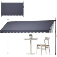 Vevor Klemmmarkise 400 cm, Höhenverstellbare Markise mit Handkurbel, Terrassenmarkise UPF 80+ Sonnenschutz, Sonnenmarkise, Balkonmarkise, Ideal für Terrasse, Balkon & Garten, Dunkelgrau