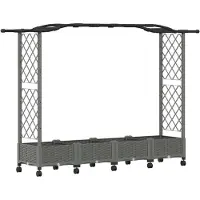 Syfax Hochbeet mit Rankgitter und Dach Hellgrau 207 x 40 x 129 cm PP