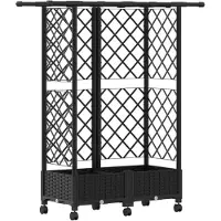 Syfax Hochbeet mit Rankgitter und Dach Schwarz 124 x 40 x 127 cm PP
