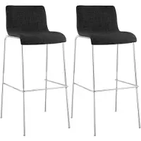 CLP Barhocker 2er Set mit Lehnen Hover, Barstühle stapelbar mit Stoffbezüge, Stapelstühle Metallgestelle bis 150 kg belastbar, Farbe: dunkelgrau, Gestellfarbe: chrom
