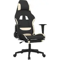 Syfax Gaming-Stuhl mit Fußstütze Schwarz und Creme Stoff