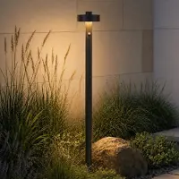 LUCANDE LED-Wegeleuchte Nirella, 100cm, schwarz, CCT, Sensor Nirella, schwarz, Metall, Modern