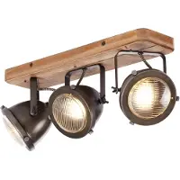Brilliant Deckenstrahler Carmen Wood | ausgefallene 3 flammige Spotbalken Leuchte | burned steel holz | 3x GU10 max. 5W | IP20
