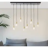 Brilliant schwarzes Reihen Hängelampe | 133 x 110 cm | 8 x E27 max. 60 W | Kabel kürzbar | Metall