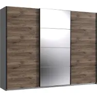 Wimex Schwebetürenschrank Norderstedt Kleiderschrank 270x64x2239cm graphit Flagstaff Eiche Spiegel (18821)