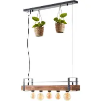 Brilliant Bankwood Pendelleuchte 5flg schwarz/holzfarbend 99541/76