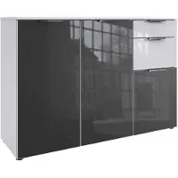 Wimex Kombikommode Level Sideboard 122x41x84cm weiß / Weißglas / Grauglas 3-türig (18671)