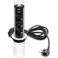 Emuca abnehmbarer Multistecker Vertikal, 3 x Schuko-Stecker, 2 x USB Typ A,