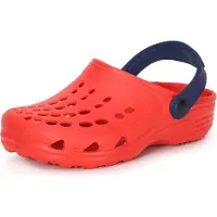 Ladeheid Kinder Mädchen Jungen Eva Clogs Gartenclogs Gartenschuhe LA-CA-06 (Rot/Marineblau, 24/25 EU)