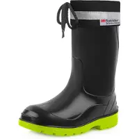 Ladeheid Kinder Mädchen Jungen Gummistiefel mit Stulpe LA-972 (Schwarz/Grün, 21 EU)