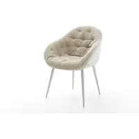 DELIFE Esszimmerstuhl Gaio-Flex Webstoff Soft Beige 4-Fuß konisch Edelstahl