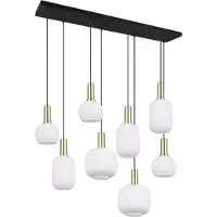 TRIO Hängeleuchte Diva, 8-fl., messingfarben, opal, Metall, Glas