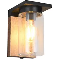 TRIO Außenwandlampe ARDILA, Holzoptik Höhe 19 cm Metall/Glas IP44