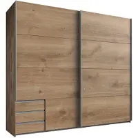 Wimex Schwebetürenschrank "Seattle", braun (plankeneiche, nachbildung), B:225cm H:208cm T:64cm, Schränke, Schwebetürenschrank, mit Schubkästen