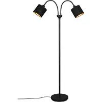 Reality Stehlampe Tommy, schwarz/gold, Höhe 130 cm, 2-flg. Stoff