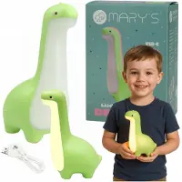 Mary's Nachttischlampe LED, Dinosaurier-Design, für Kinder, kabellos, weiß, warmweiß, USB-Kabel