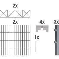 Alberts Doppelstabmattenzaun Nexus, Höhe 100 cm, Länge 4 m, 2 m Matte, anthrazit, zum Einbetonieren