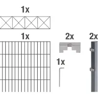 Alberts Doppelstabmattenzaun Nexus, Höhe 160 cm, Länge 2 m, 2 m Matte, anthrazit, zum Einbetonieren
