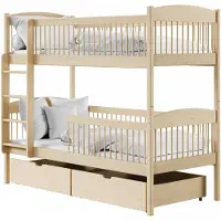 KIDS Collection Hochbett Kinder, Etagenbett, Kinderbett | Massives Kiefernholz, 2 Schubladen, sicher & funktional | Größen: 80x180, 90x190, 90x200 cm | 80x180 cm von 3. bis 12. Lebensjahr | Natur