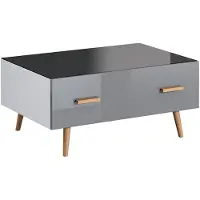 Feldmann-Wohnen Couchtisch Brillo Wohnzimmertisch 90x61cm rauchglas schwarz grau Hochglanz weiß artisan eiche