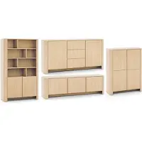 Feldmann-Wohnen Wohnzimmer-Set BARI Wohnzimmermöbel Setgröße und Farbe wählbar,Eiche Vicenza