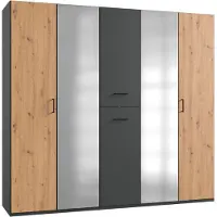 Wimex Kleiderschrank Lima 225x58x208cm Artisan Eiche graphit mit Apothekerauszügen (17973)