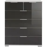 Wimex Schubladenkommode Easy Plus Kommode 82x41x102cm Farbe wählbar,weiß / Grauglas