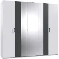 Wimex Drehtürenschrank Kreta Kleiderschrank 225cm weiß graphit (18286)