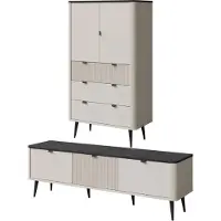 Feldmann-Wohnen Wohnzimmer-Set Marly Wohnwand-Set Farbe und Setgröße wählbar,Standregal mit Lowboard,Kaschmir / Graustein