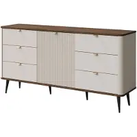Feldmann-Wohnen Sideboard Marly Schubladenkommode 160x40x82cm Farbe wählbar 1-türig,Kaschmir / Walnuss