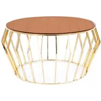 Feldmann-Wohnen Couchtisch Ariana A Glastisch 80x80x45cm Bernsteinfarben Gold