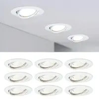 Paulmann 9er Set Einbauspot inkl. LED Leuchtmittel GU10 je 425 Lumen warmweiß 2700K 6,5W Verbrauch einbauspot weiss schwenkbar