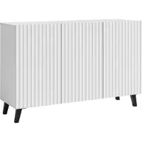 Feldmann-Wohnen Kommode Phuket Sideboard 120x39x76cm 3-türig Farbe wählbar,weiß gerillt