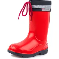 Ladeheid Kinder Mädchen Jungen Gummistiefel mit Stulpe LA-972 (Rot/Schwarz, 33 EU)
