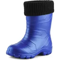 Ladeheid Kinder Mädchen Jungen federleichte Eva Thermo Gummistiefel gefüttert LA845KIDS (Kornblume2727c/Schwarz, 34 EU)