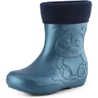 Ladeheid Eva Kinder Jungen Mädchen Gummistiefel Regenschuhe gefüttert LA-CA-11 (Metallisches Blau-2, 24/25 EU)