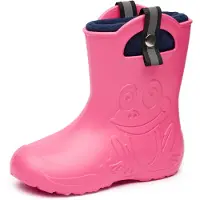 Ladeheid Kinder Federleichte Gummistiefel Thermo Fütterung Mädchen Jungen Rutschfest Regenstiefel Kinder Regenschuhe LA-CA-Frog245 (Rosa, 34/35 EU)