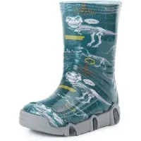 Ladeheid Kinder Mädchen Jungen Gummistiefel Gefüttert SwkBW (Dunkelblau Dinosaurier, 21/22)