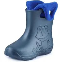 Ladeheid Eva Kinder Jungen Mädchen Gummistiefel Regenschuhe gefüttert LA-CA-04 (Metallisches Blau/Marineblau-2, 34/35 EU)