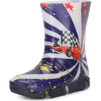Ladeheid Kinder Mädchen Jungen Gummistiefel Gefüttert Swk2020BW (Dunkelblau Auto 36, 25/26)