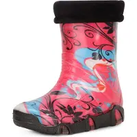 Ladeheid Kinder Mädchen Jungen Gummistiefel Gefüttert Swk2020 (Rosa Muster-32, 25/26)