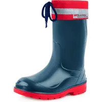 Ladeheid Kinder Mädchen Jungen Gummistiefel mit Stulpe LA-972 (Dunkelblau/Rot, 29 EU)