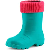Ladeheid Kinder Mädchen Jungen federleichte Eva Thermo Gummistiefel gefüttert LA845KIDS (Türkis/Rosa, 29 EU)