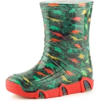 Ladeheid Kinder Mädchen Jungen Gummistiefel Gefüttert SwkBW (Dunkles Türkis Dinosaurier, 21/22)