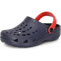 Ladeheid Kinder Mädchen Jungen Eva Clogs Gartenclogs Gartenschuhe LA-CA-06 (Marineblau/Rot, 22/23 EU)