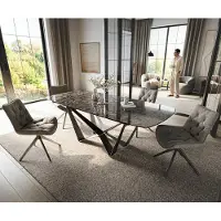 DELIFE Esstisch Edge Boot 180-220x100 cm Keramik Emperador Extra Lucidato Dunkelbraun Spider Flachstahl Edelstahl Graphit ausziehbar