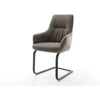 DELIFE Freischwinger Zelia-Flex mit Armlehnen Strukturstoff Soft Taupe Freischwinger flach Schwarz Taschenfederkern