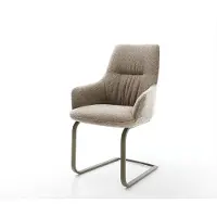 DELIFE Freischwinger Zelia-Flex mit Armlehnen Bouclé Schlamm Freischwinger flach Effektfinish Titan Taschenfederkern